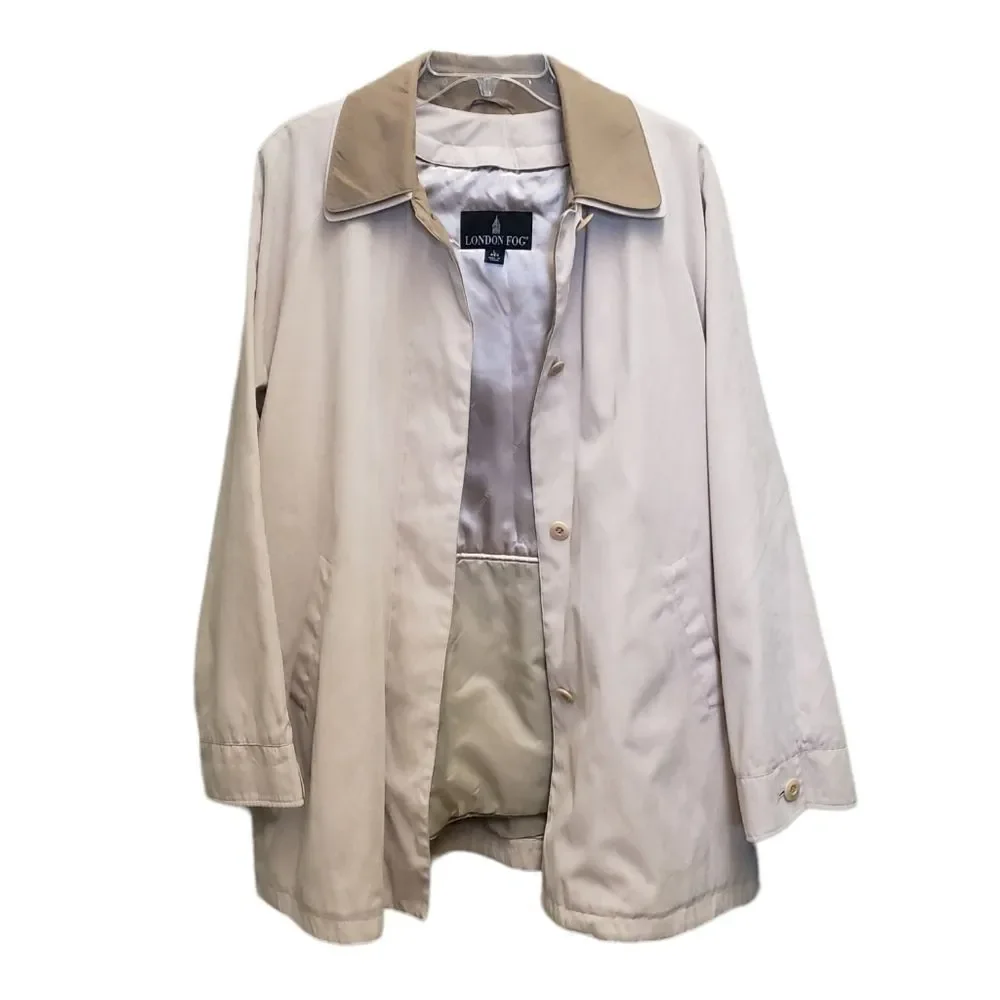 SOLD London Fog Tan Raincoat,  Size LR - Picture 9 of 12